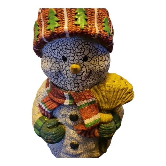 Vintage Handmade Papier MacheFestive Snowman Christmas Table Holiday Decor - Picture 5 of 7